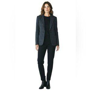 Mauro Grifoni Vintage 100% Wool Navy Black Check Plaid single breasted blazer M